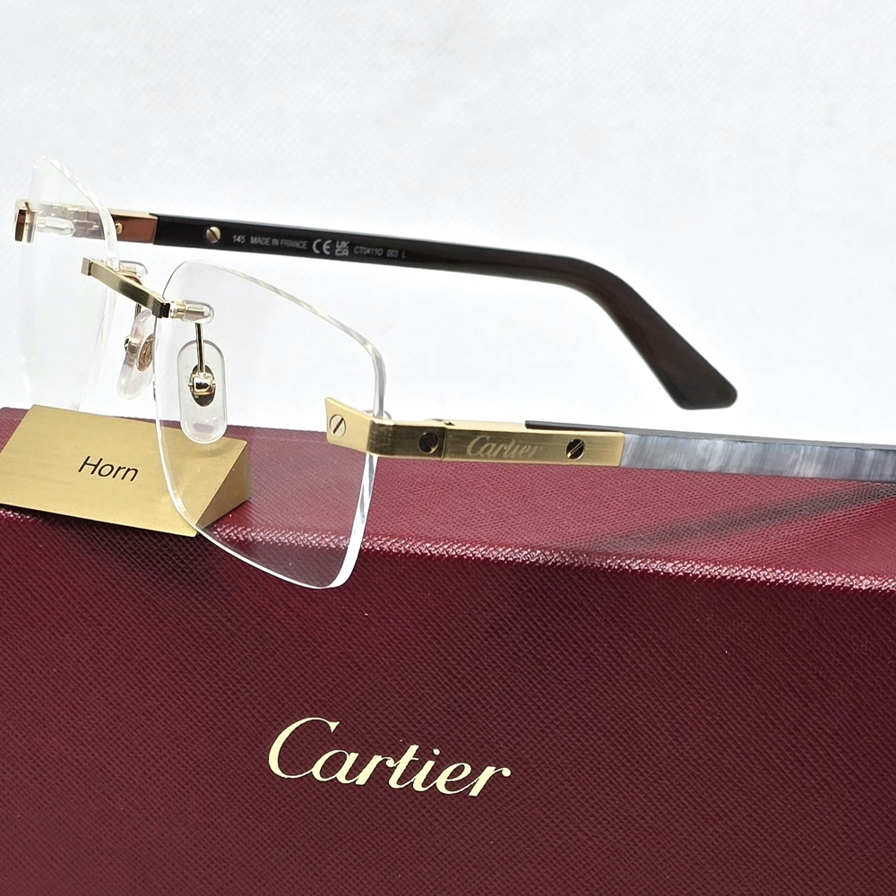CARTIER  Rimless Gold and  white genuine buffalo 100% AUTHENTIC
